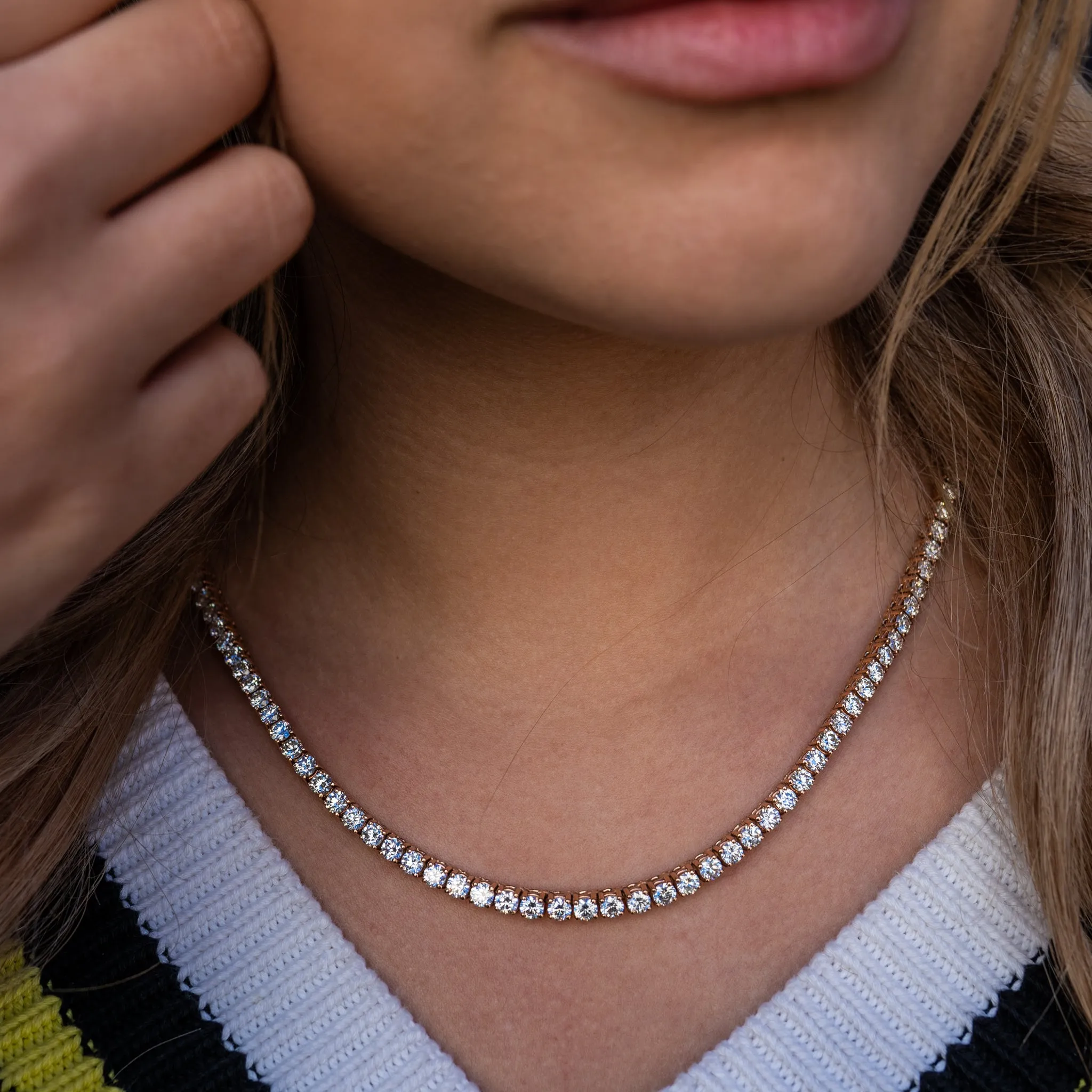 14K Solid Gold 20-Pointer Tennis Chain 29.00 ctw