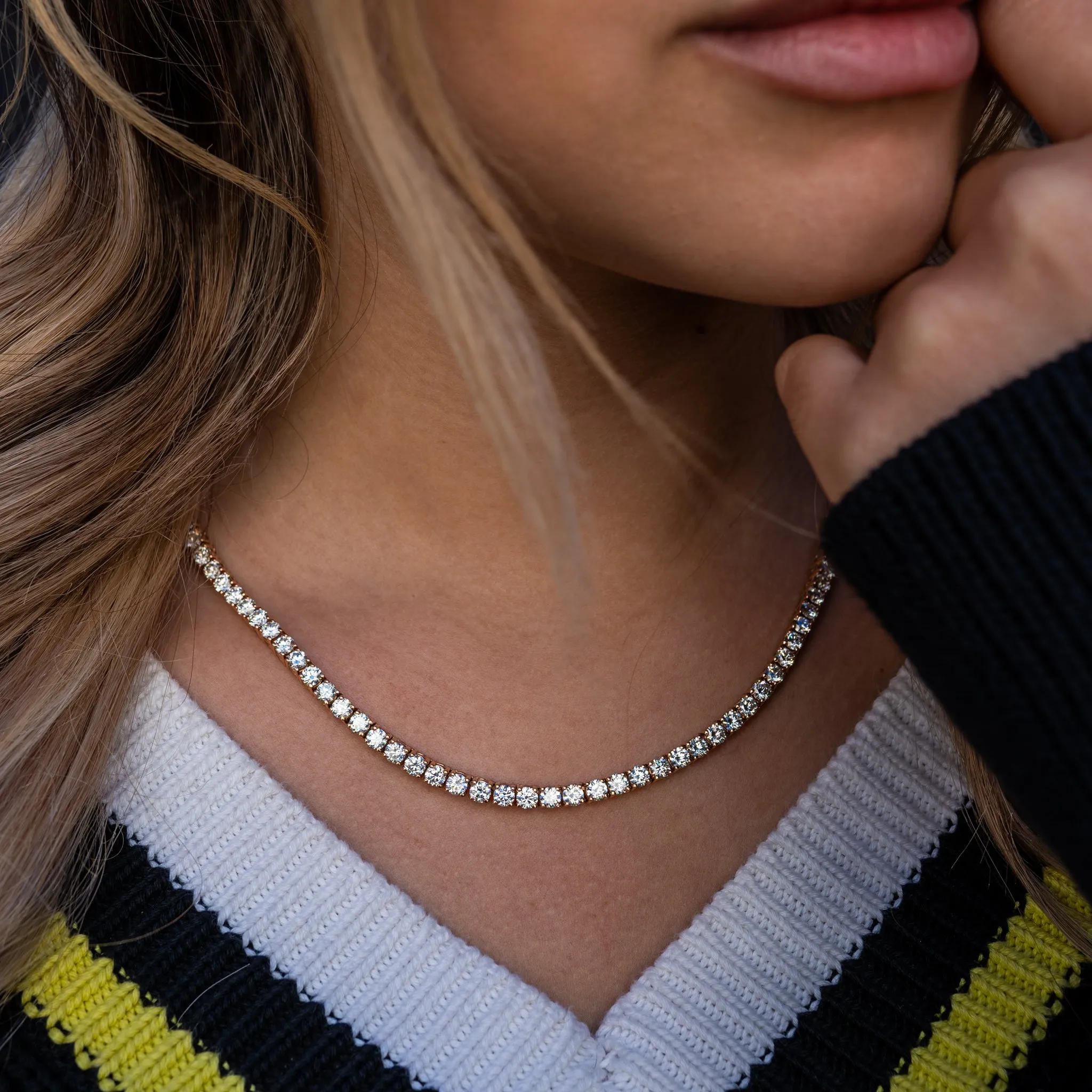 14K Solid Gold 20-Pointer Tennis Chain 29.00 ctw