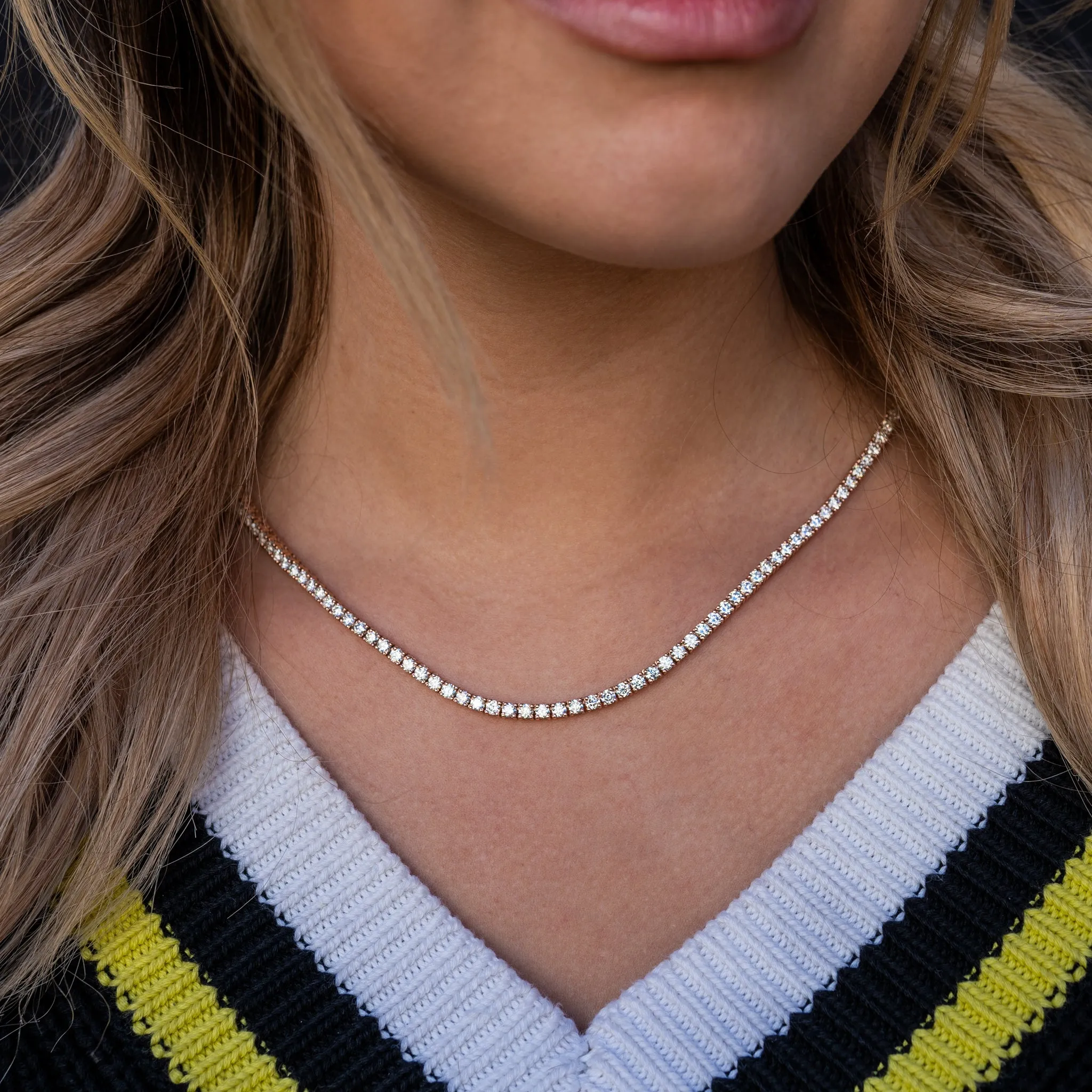 14K Solid Gold Diamond 12-Pointer Tennis Chain 19.00 ctw