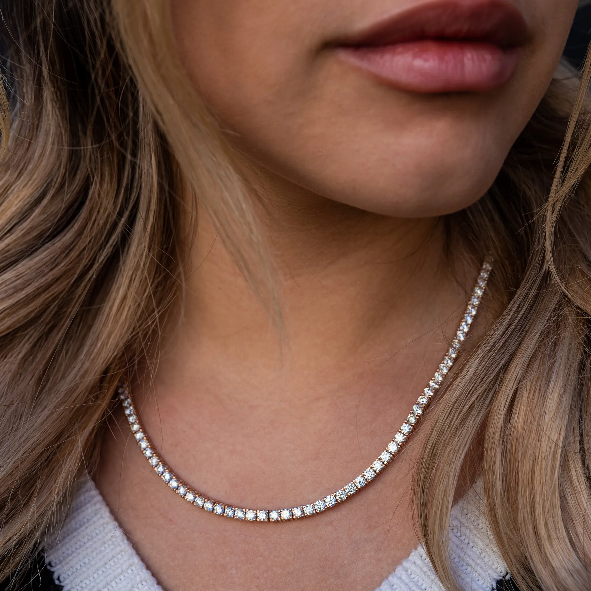 14K Solid Gold Diamond 15-Pointer Tennis Chain 23.00 ctw