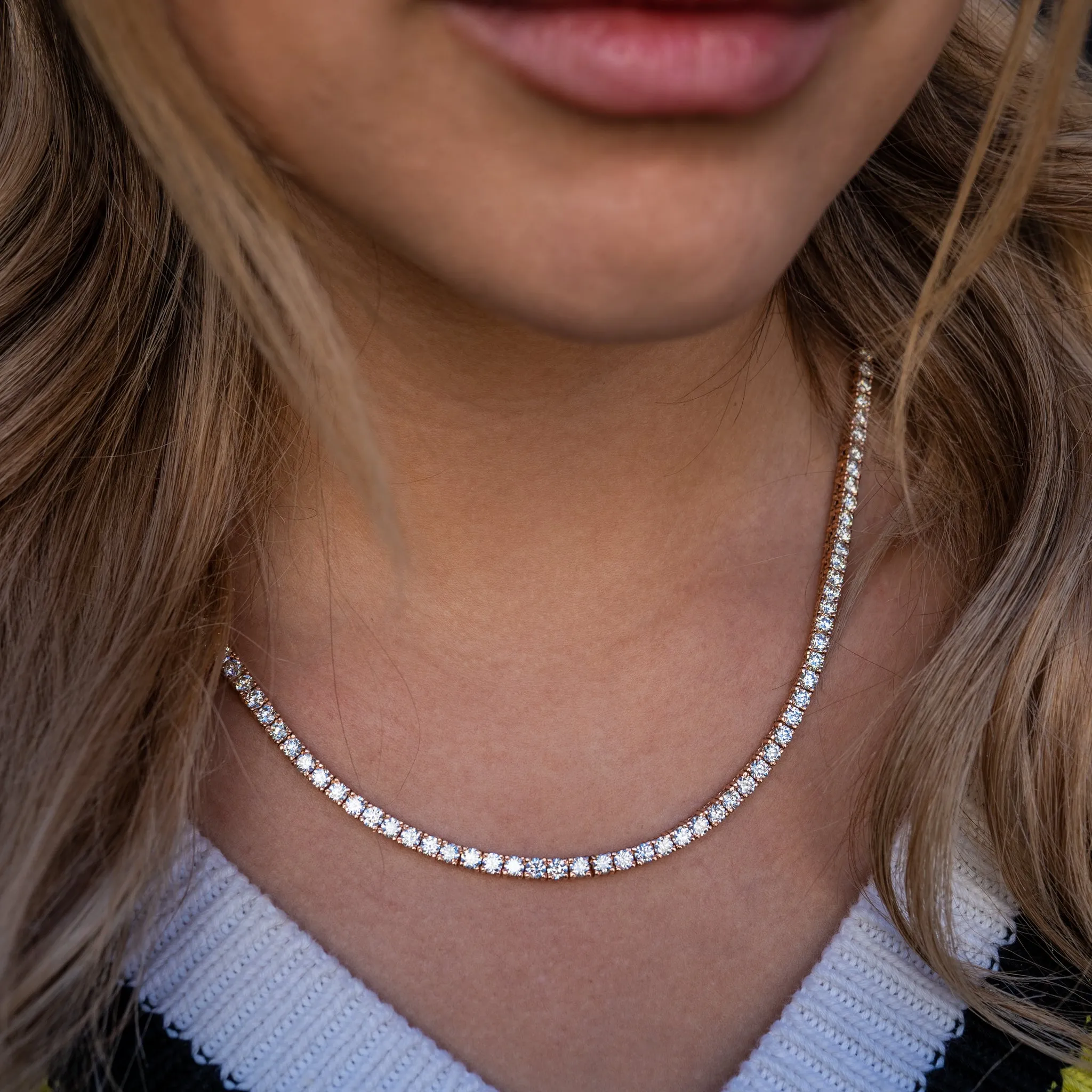 14K Solid Gold Diamond 15-Pointer Tennis Chain 23.00 ctw