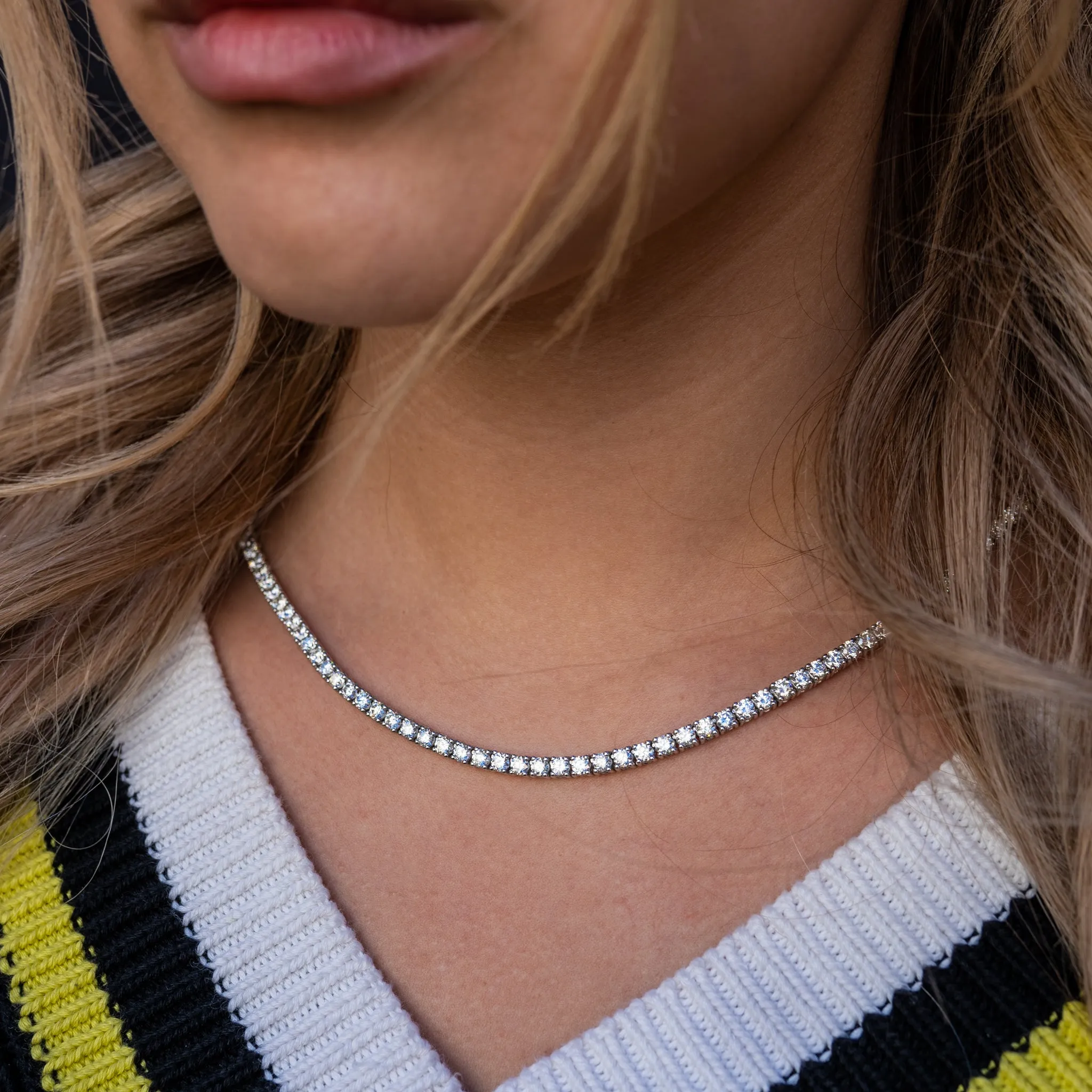 14K Solid Gold Diamond 15-Pointer Tennis Chain 23.00 ctw