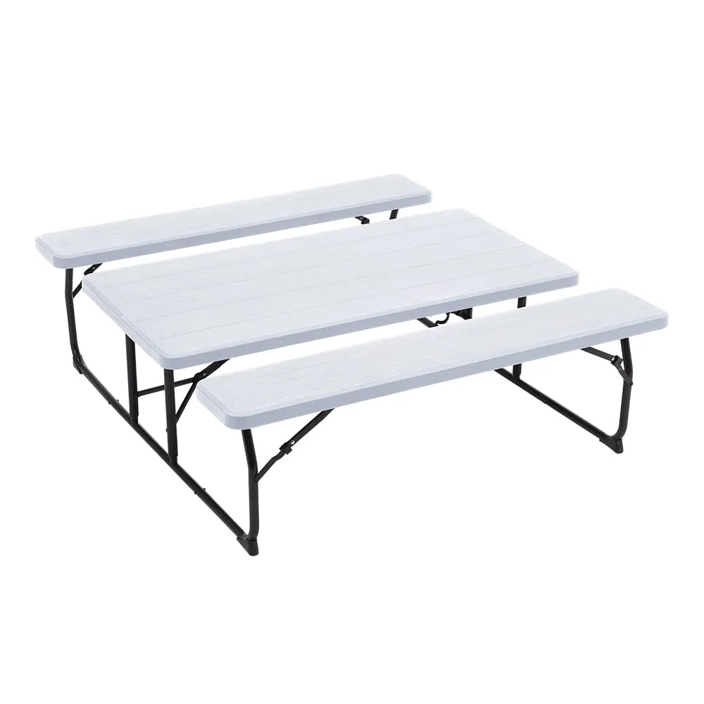 151cm W Foldable Picnic Table and Bench Set Black/White