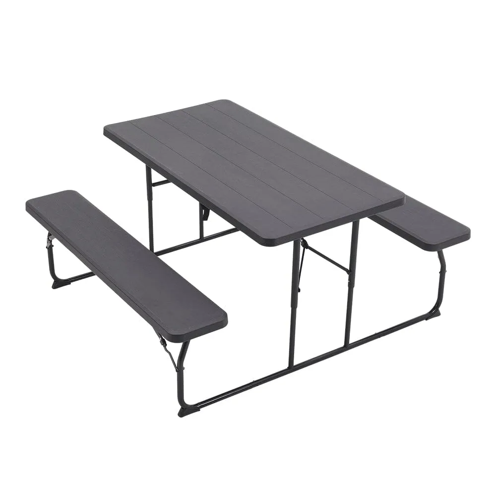 151cm W Foldable Picnic Table and Bench Set Black/White