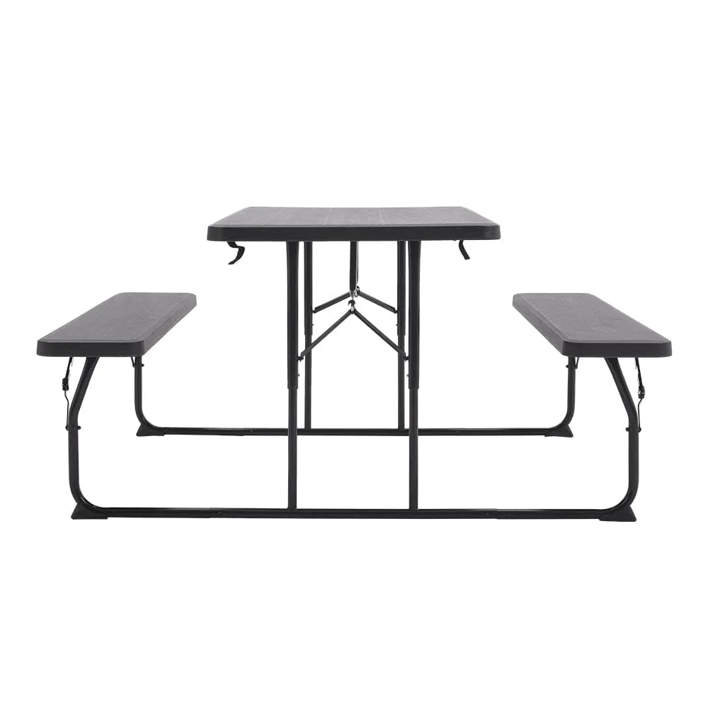 151cm W Foldable Picnic Table and Bench Set Black/White
