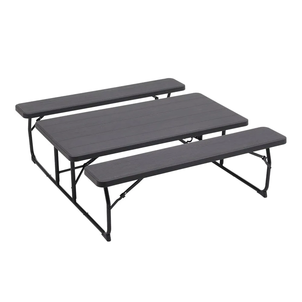 151cm W Foldable Picnic Table and Bench Set Black/White