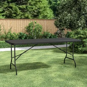 178cm L Folding Table Portable Outdoor Black Rattan Plastic Folding Table