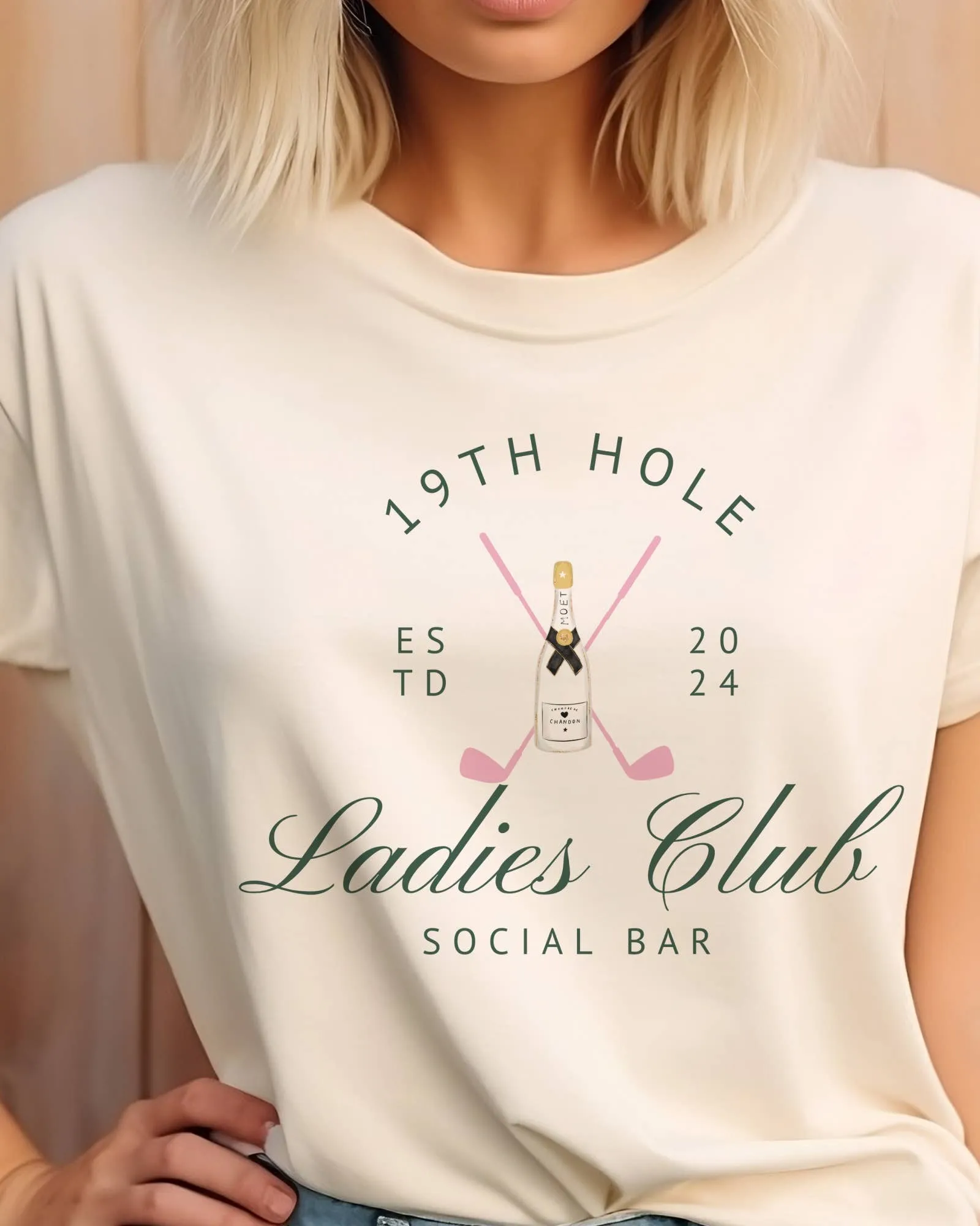 19th Tee Club Ladies Golf Graphic Tee (Vanilla)