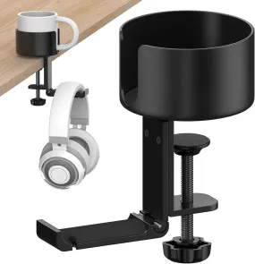 2 in 1 Table Cup Holder with Headphone Hanger
