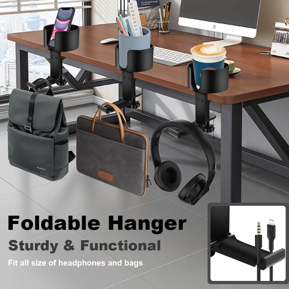 2 in 1 Table Cup Holder with Headphone Hanger
