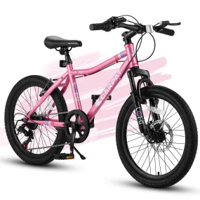20" Kids Mountain Bike, 7-Speed, Front Suspension, Steel Frame, Ages 8-12