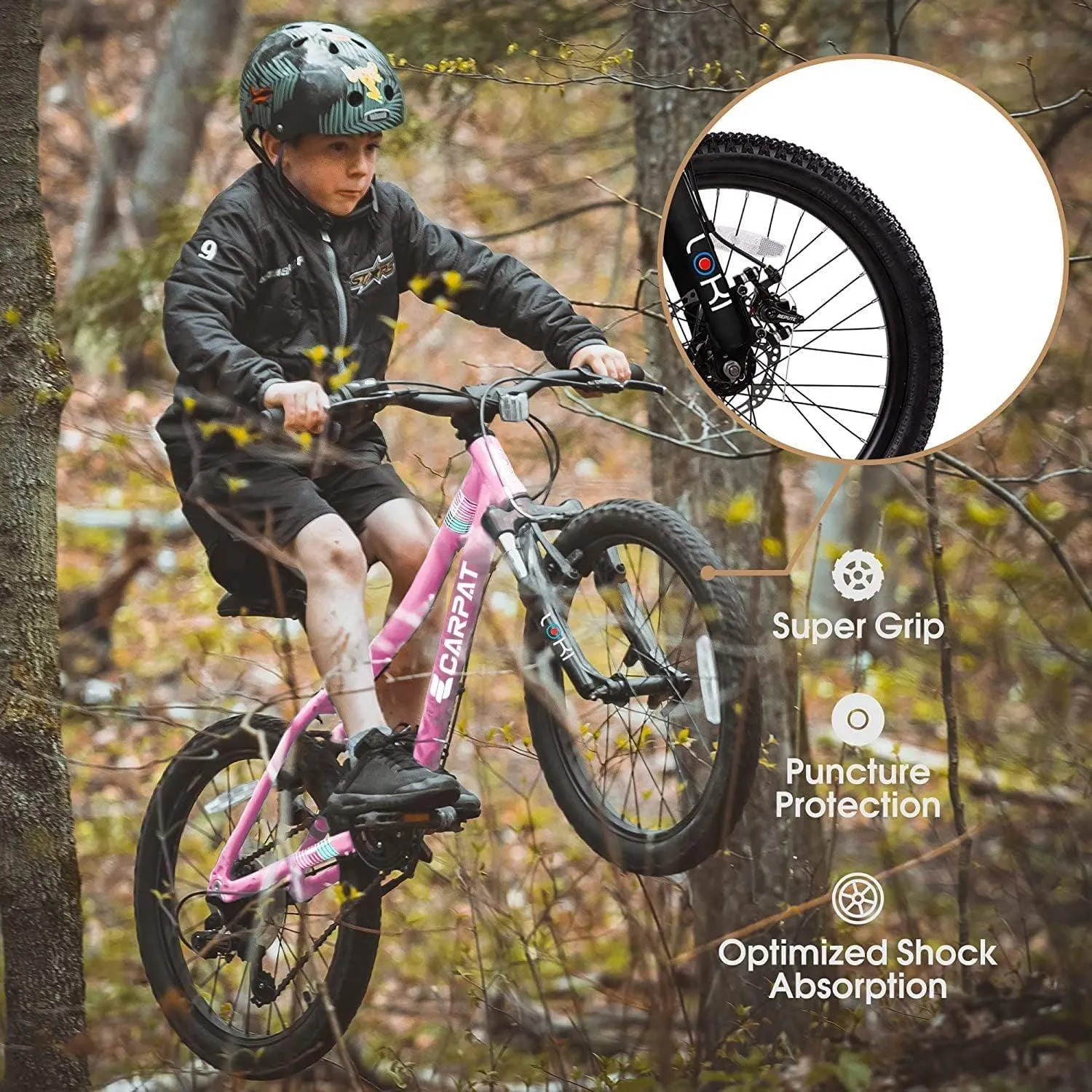 20" Kids Mountain Bike, 7-Speed, Front Suspension, Steel Frame, Ages 8-12