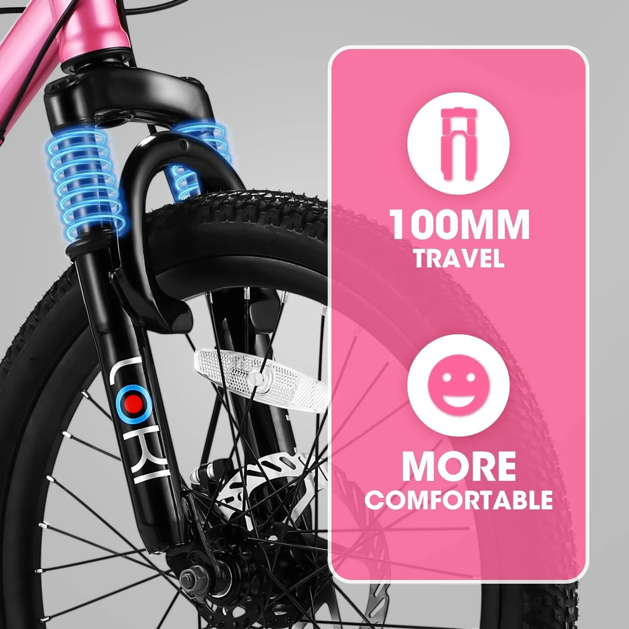 20" Kids Mountain Bike, 7-Speed, Front Suspension, Steel Frame, Ages 8-12