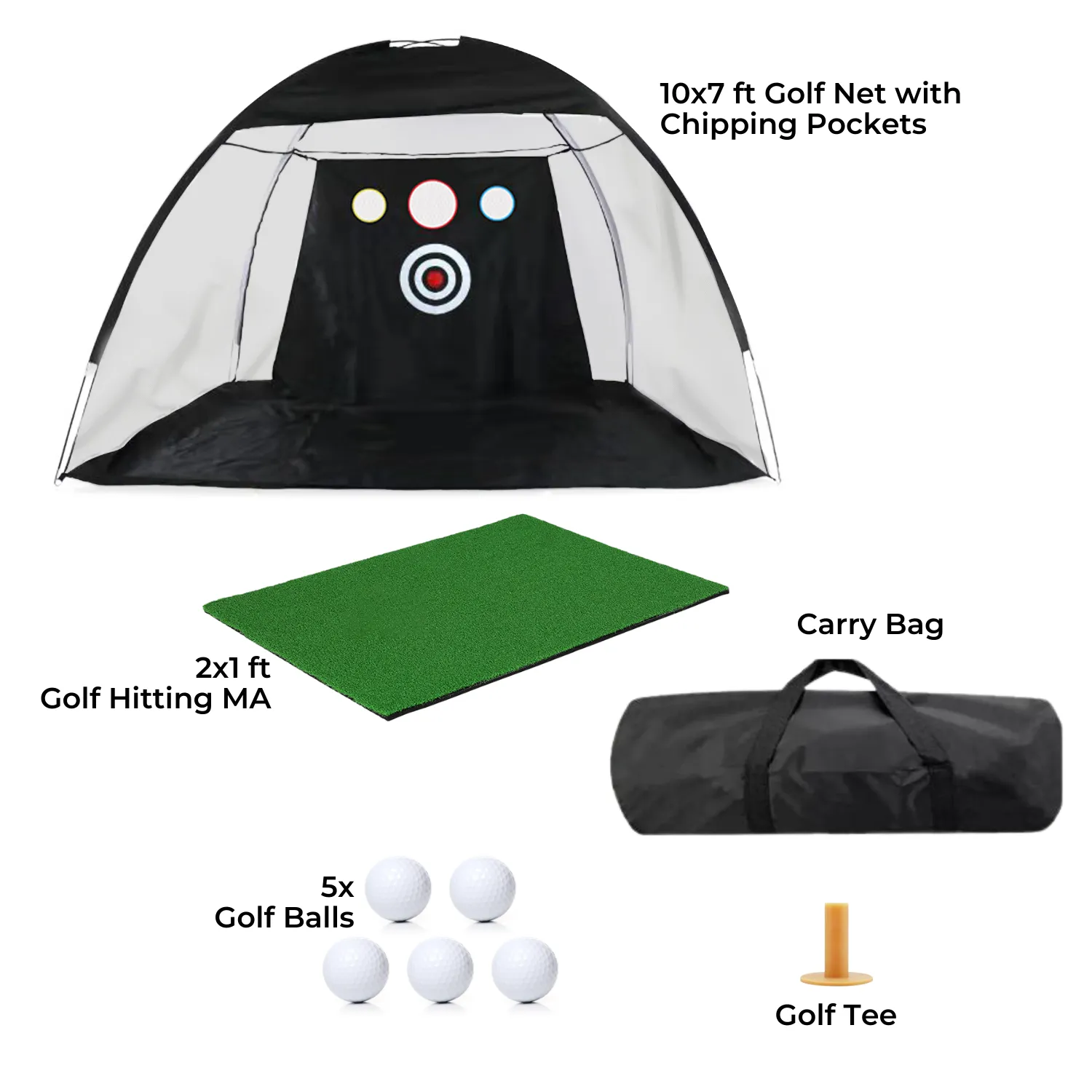 5-in-1 Golf Practice Net Set, Large Size, Durable - VERPEAK