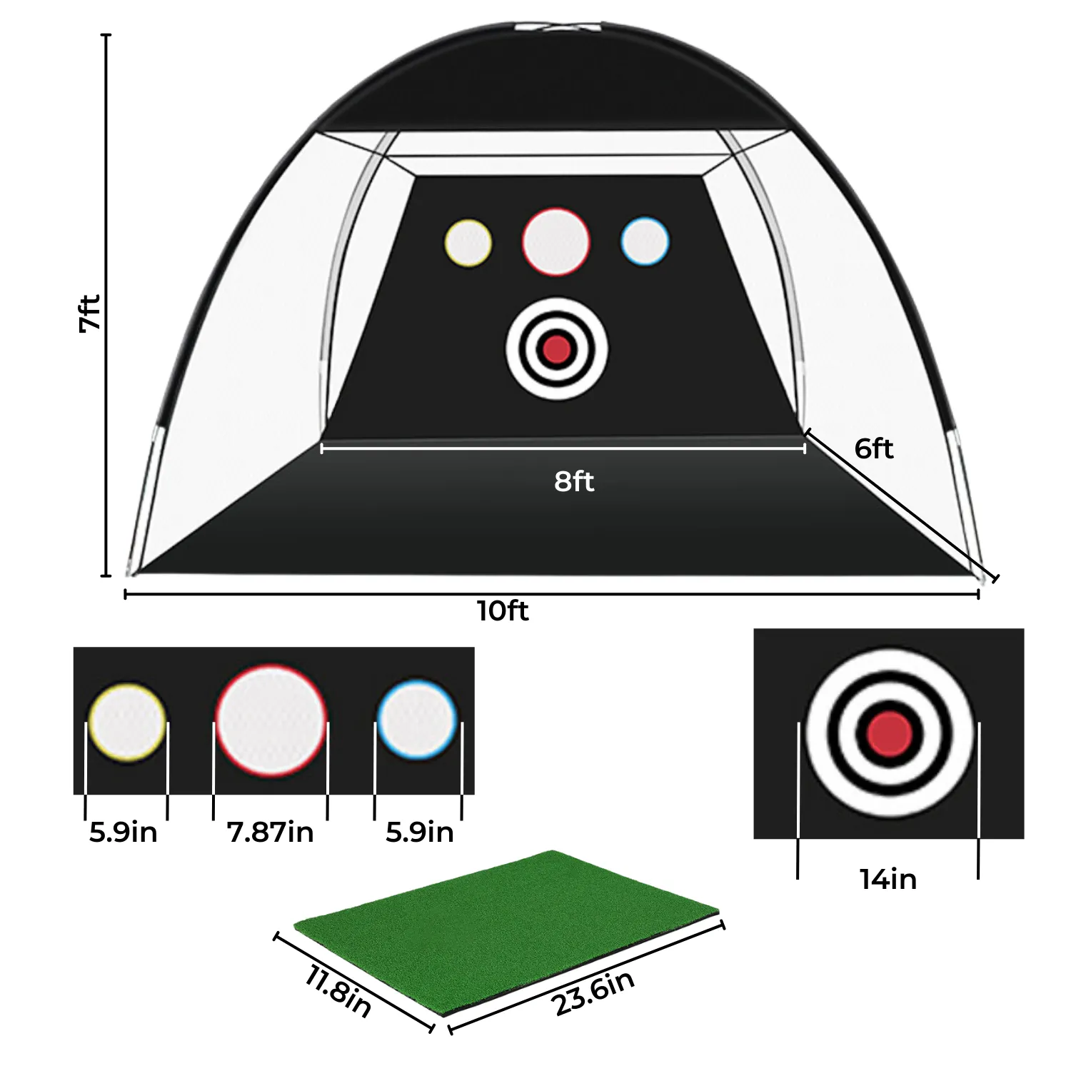 5-in-1 Golf Practice Net Set, Large Size, Durable - VERPEAK