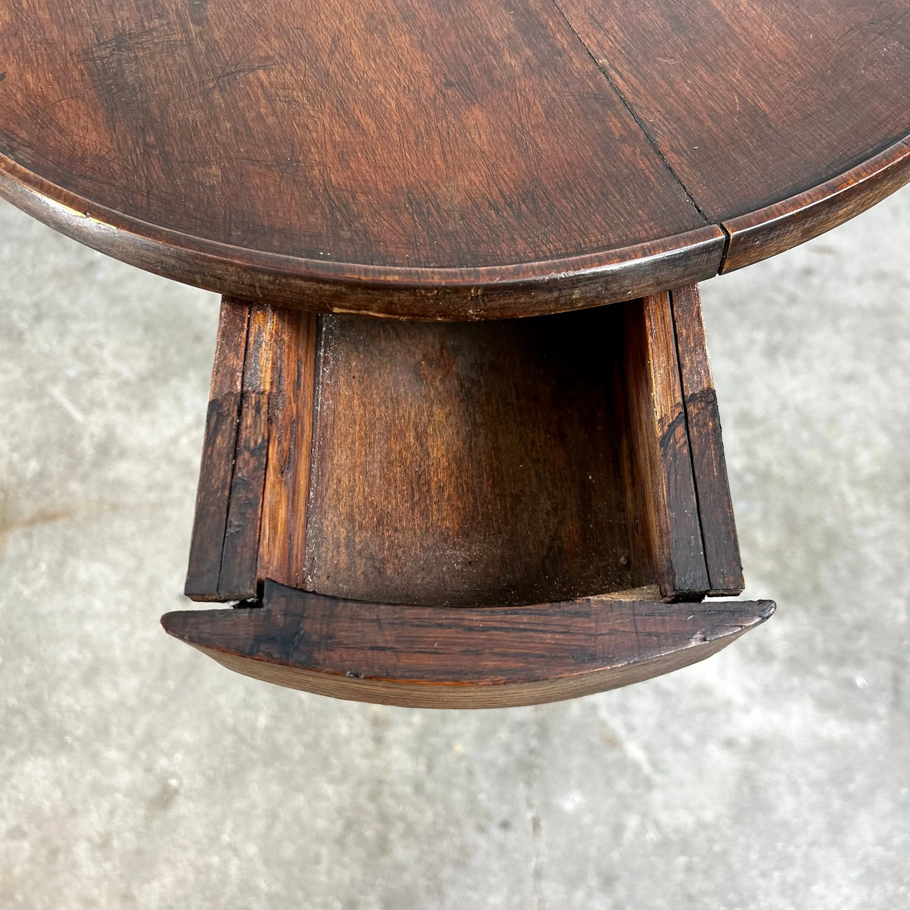 Accent Table, Vintage, Small, Round, Solid Wood, Three-Drawer