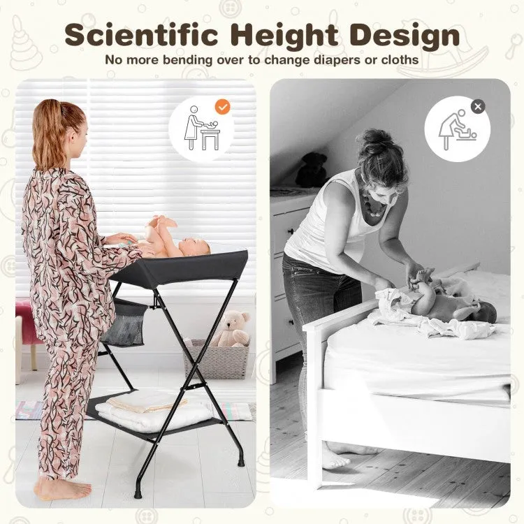 Baby Storage Foldable Diaper Changing Table - Gray