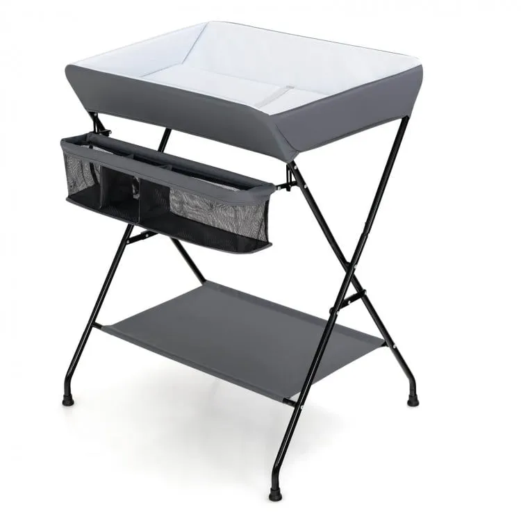 Baby Storage Foldable Diaper Changing Table - Gray