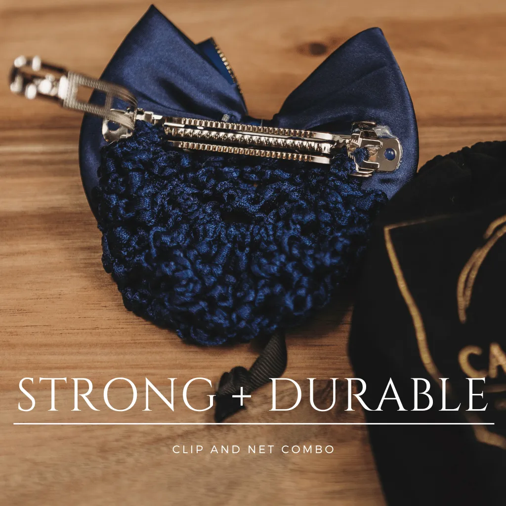 Classic Navy and Gold Bun Cover with Pearls