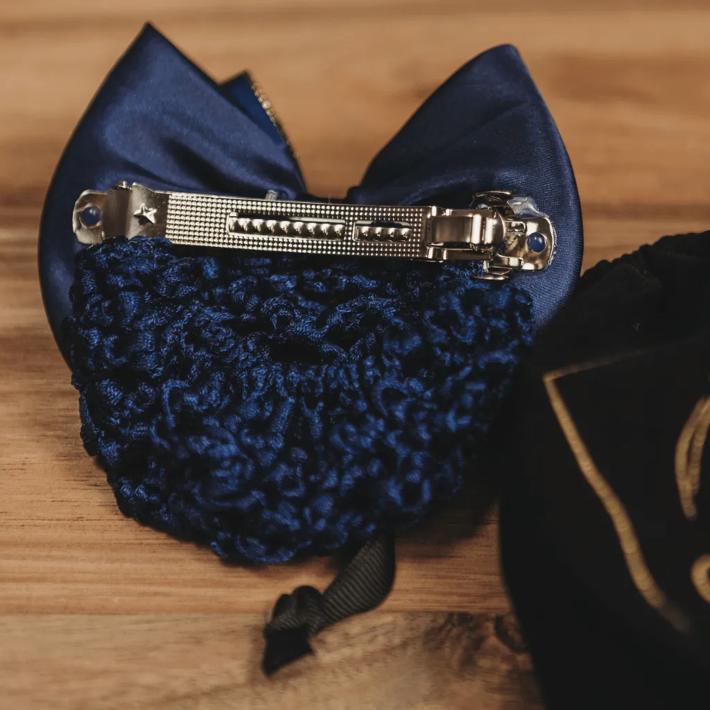 Classic Navy and Gold Bun Cover with Pearls