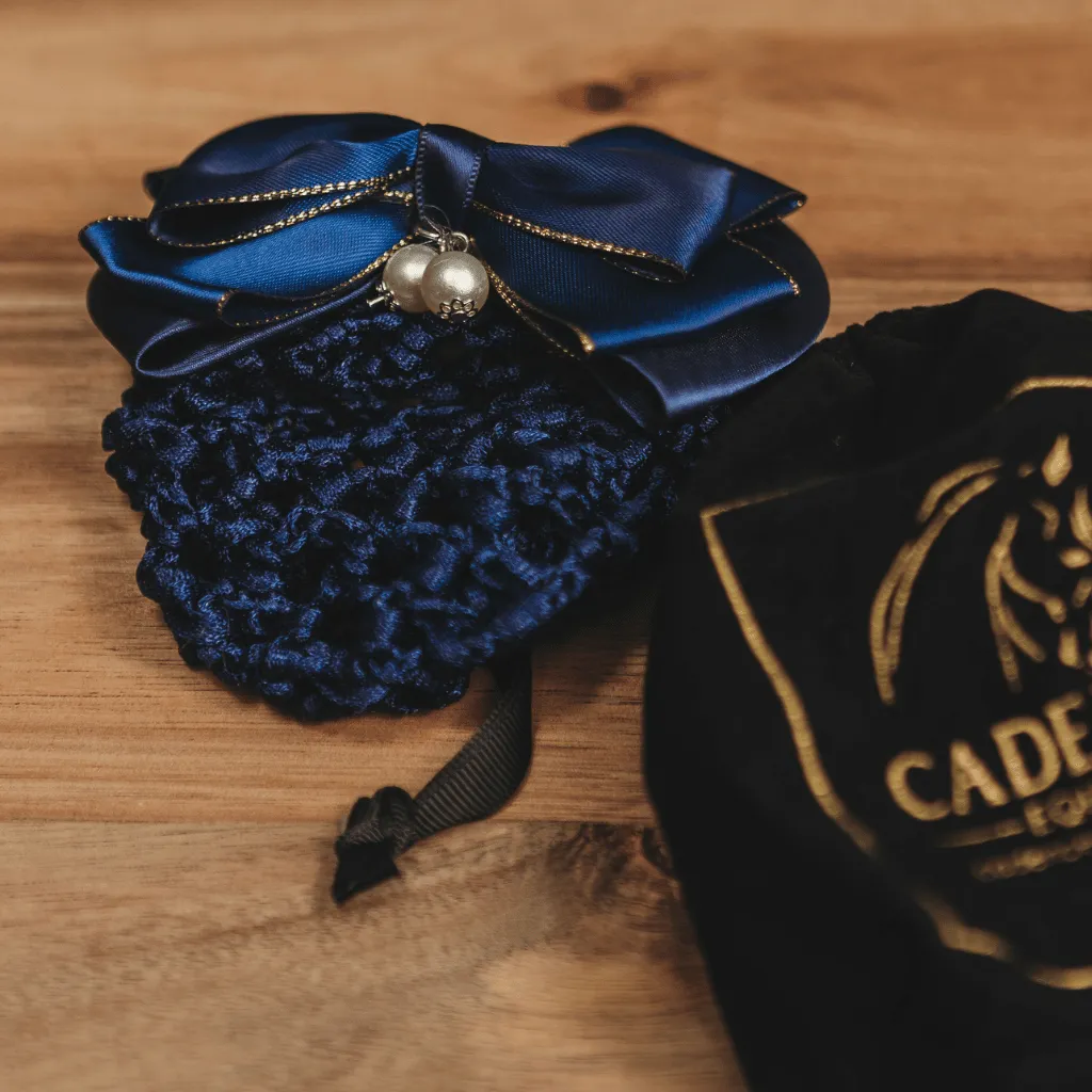 Classic Navy and Gold Bun Cover with Pearls