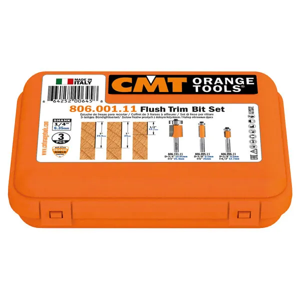 CMT 3 Piece Flush Trim Bit Set Carbide Tipped