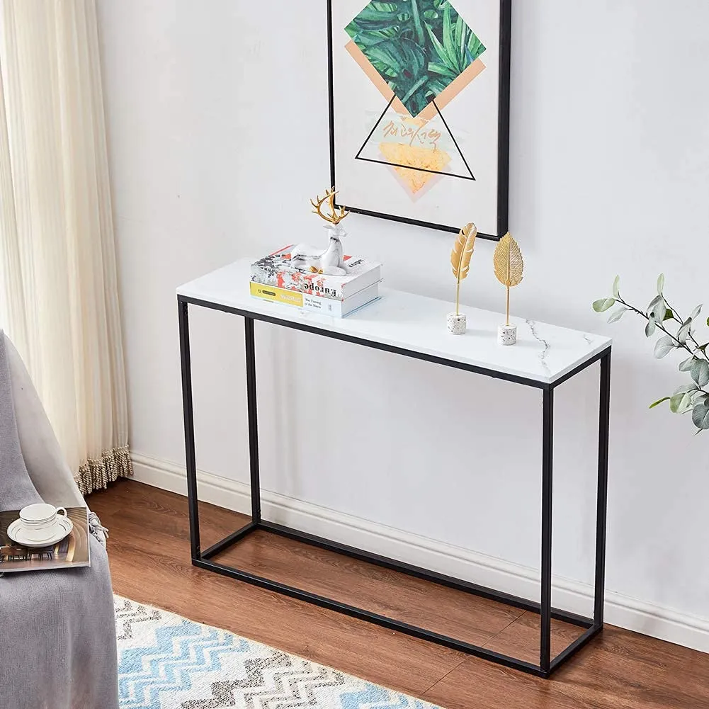Cplxroc Bhavya Art&Craft Cplxroc 42"Faux Marble Console Table,Entryway Table,Entrance Sofa Table,Mdf Entry Table,Accent Coffee Table With Metal Frame,Couch Table Living Room,Hall Furniture