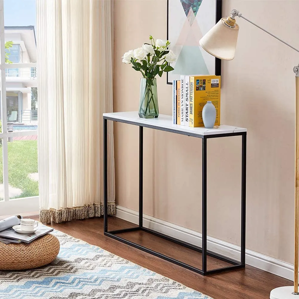 Cplxroc Bhavya Art&Craft Cplxroc 42"Faux Marble Console Table,Entryway Table,Entrance Sofa Table,Mdf Entry Table,Accent Coffee Table With Metal Frame,Couch Table Living Room,Hall Furniture