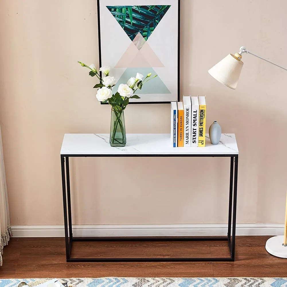 Cplxroc Bhavya Art&Craft Cplxroc 42"Faux Marble Console Table,Entryway Table,Entrance Sofa Table,Mdf Entry Table,Accent Coffee Table With Metal Frame,Couch Table Living Room,Hall Furniture