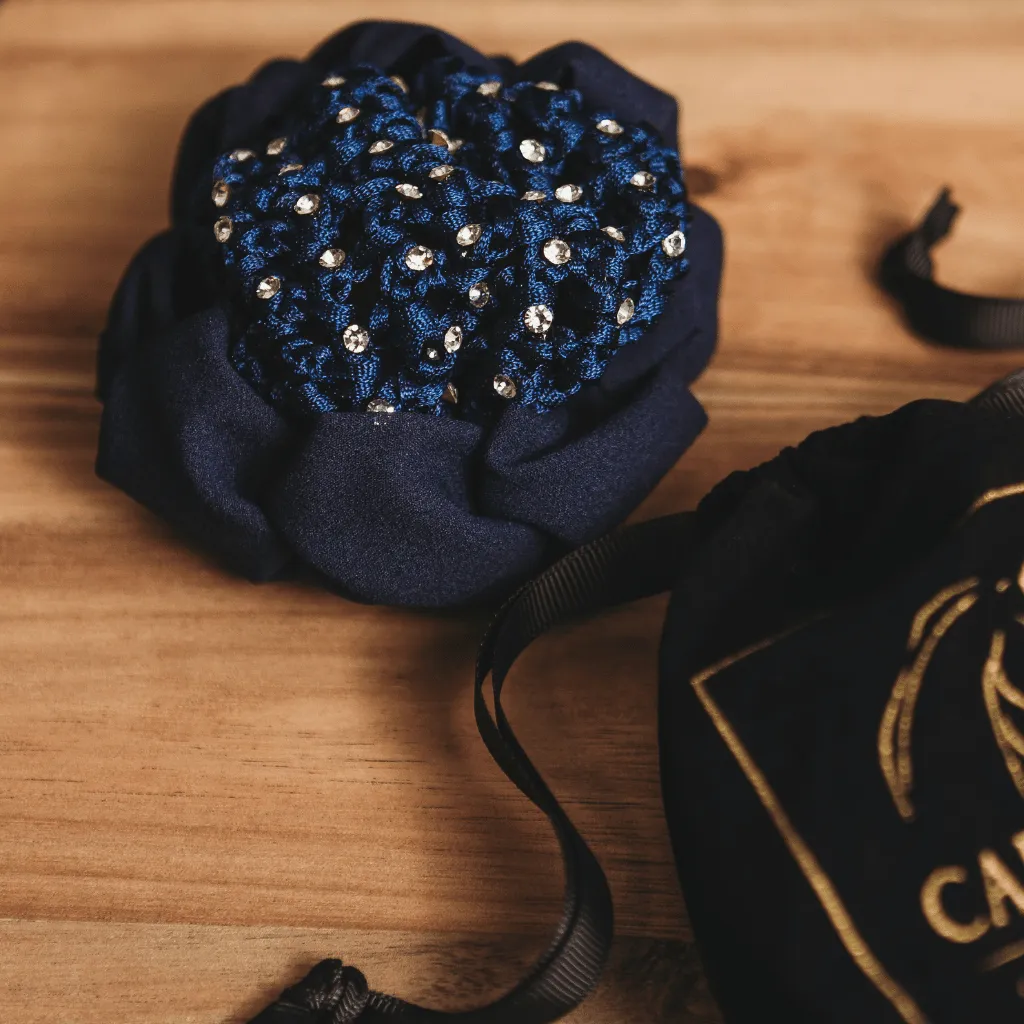 Crystal Hair Net and Scrunchie Combo with Built-In Clips