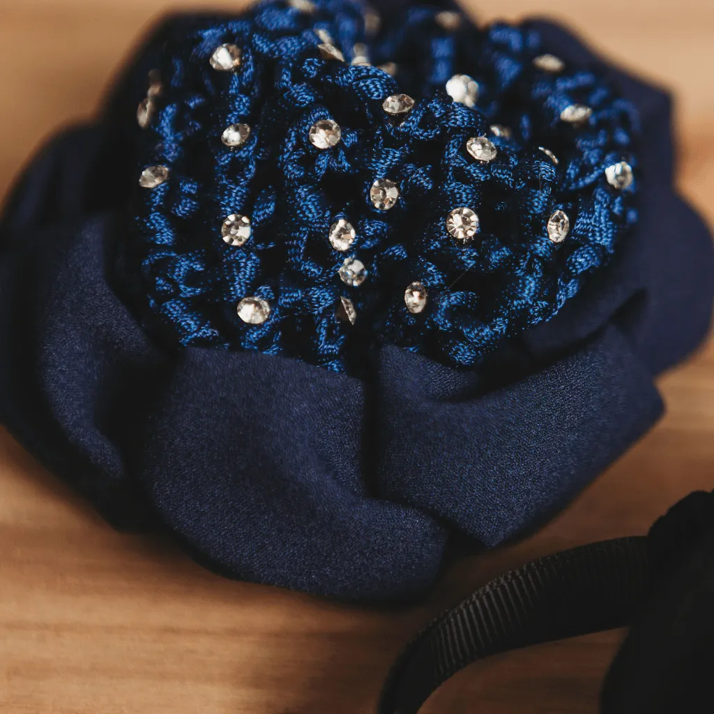 Crystal Hair Net and Scrunchie Combo with Built-In Clips