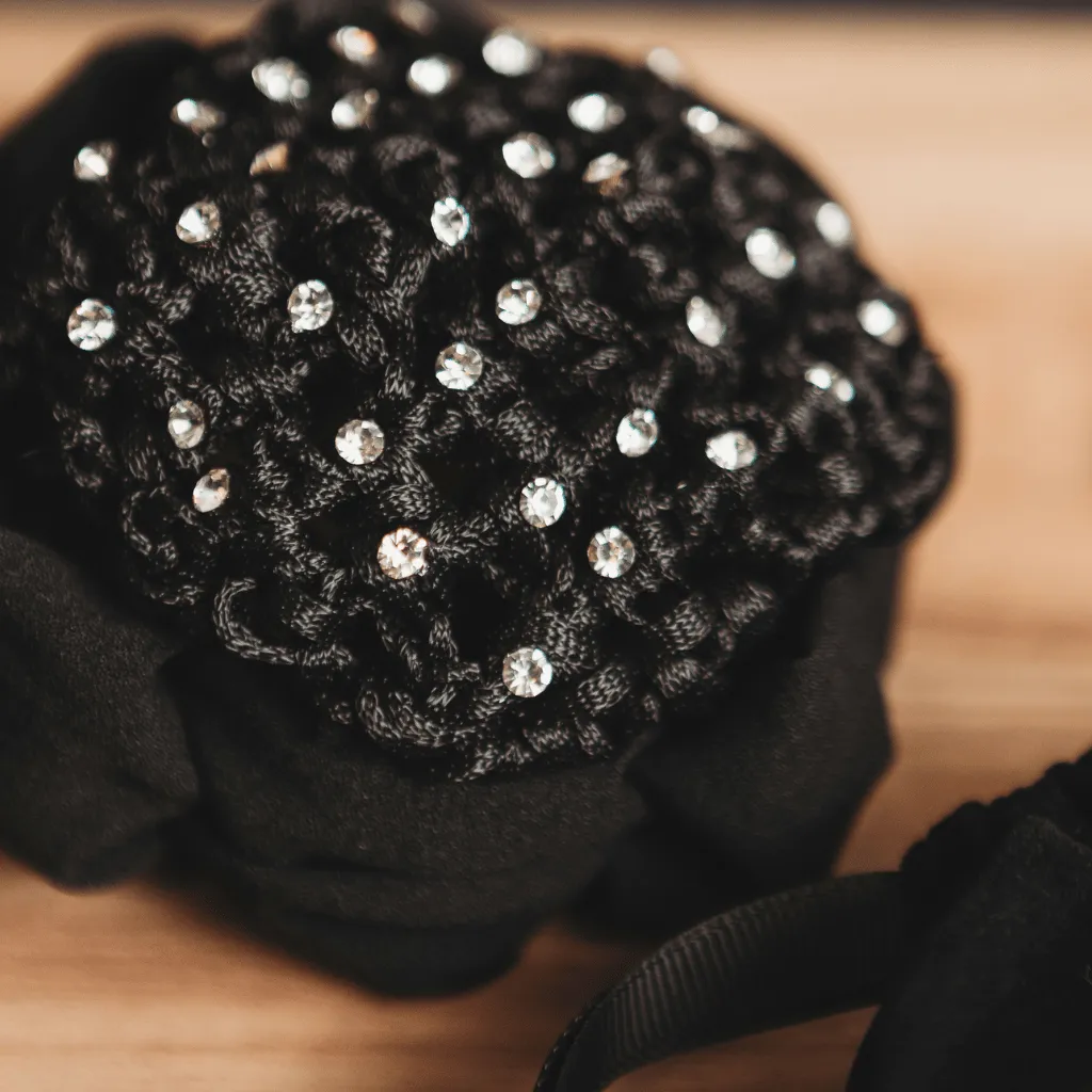 Crystal Hair Net and Scrunchie Combo with Built-In Clips