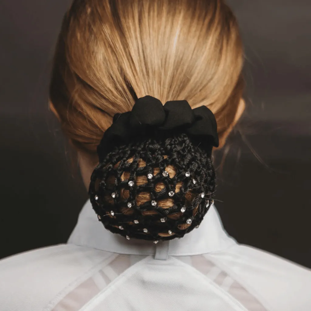 Crystal Hair Net and Scrunchie Combo with Built-In Clips