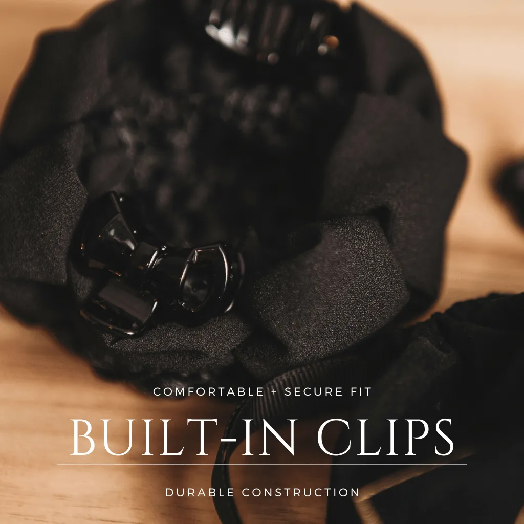 Crystal Hair Net and Scrunchie Combo with Built-In Clips