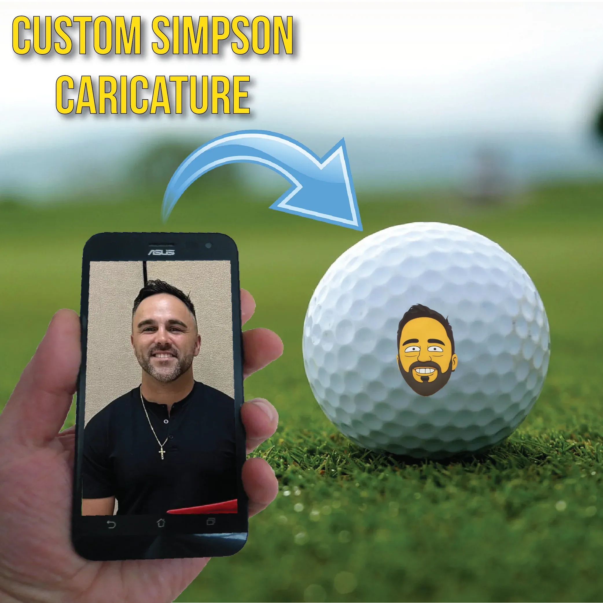 Custom Simpson Caricature Golf Ball