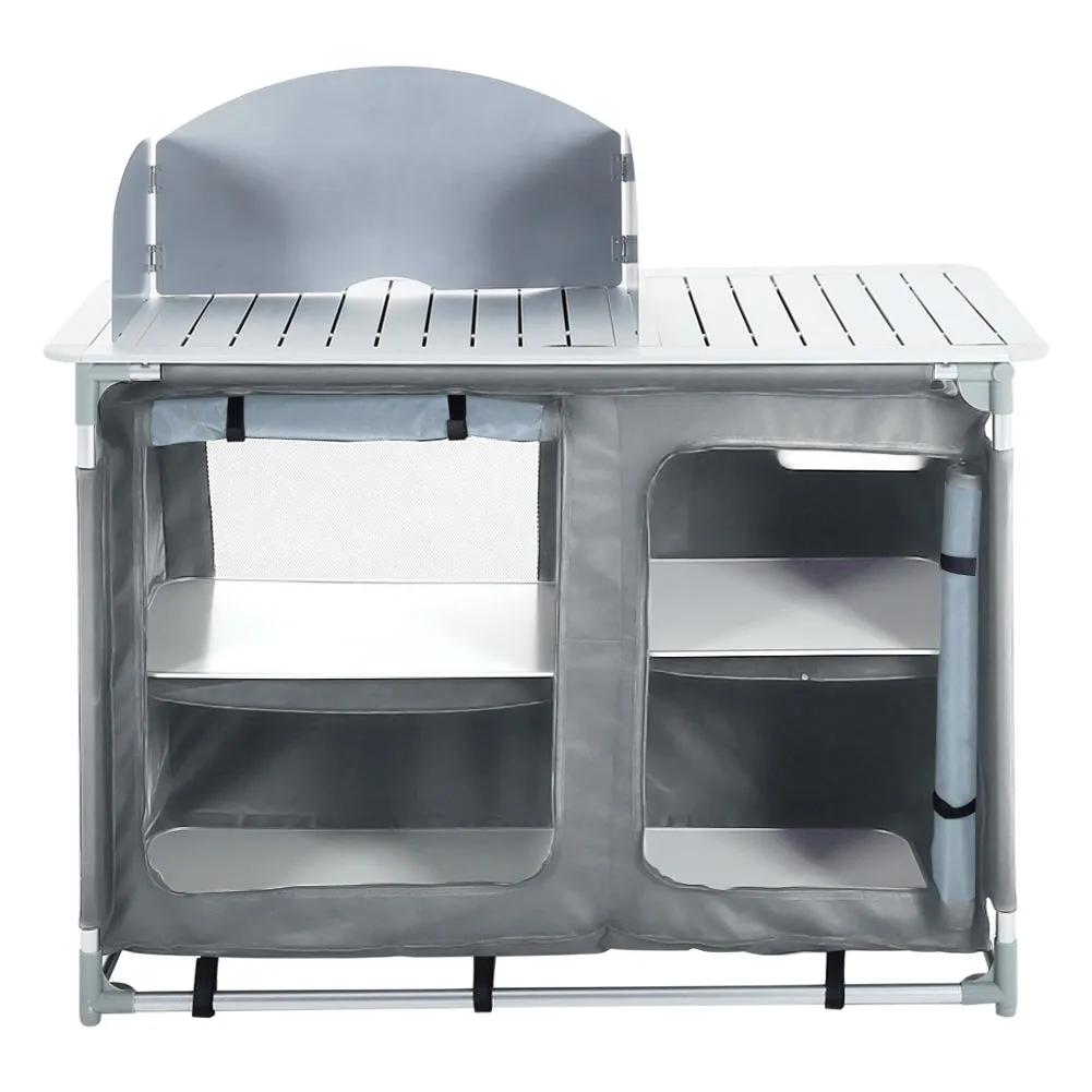 Folding Camping Table Portable Kitchen Storage Cabinet with 2/4 Compartments