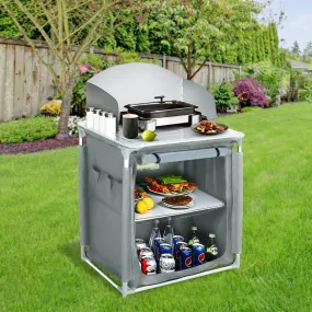 Folding Camping Table Portable Kitchen Storage Cabinet with 2/4 Compartments