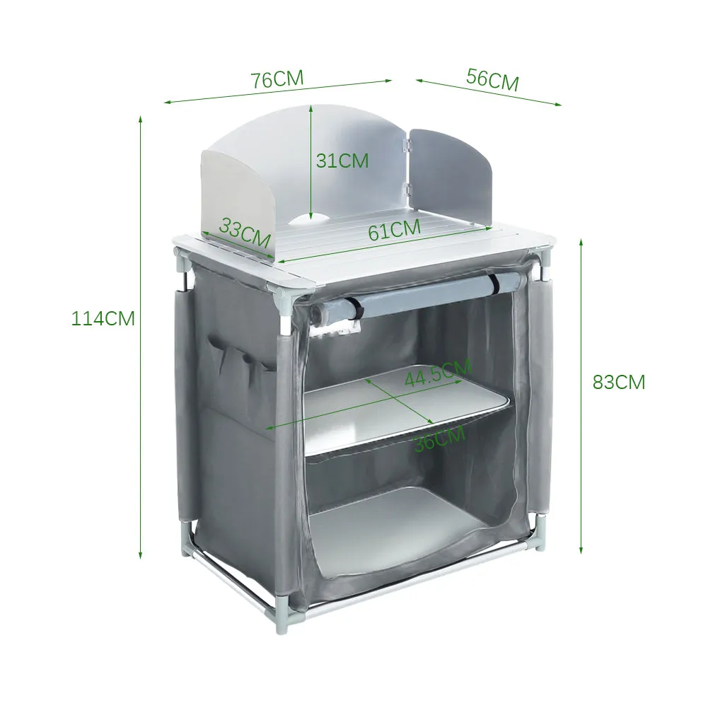 Folding Camping Table Portable Kitchen Storage Cabinet with 2/4 Compartments