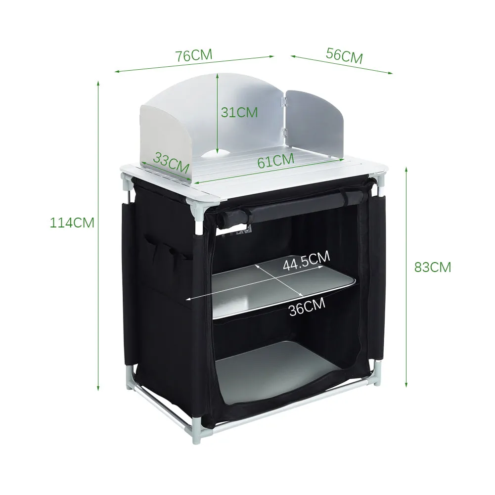 Folding Camping Table Portable Kitchen Storage Cabinet with 2/4 Compartments