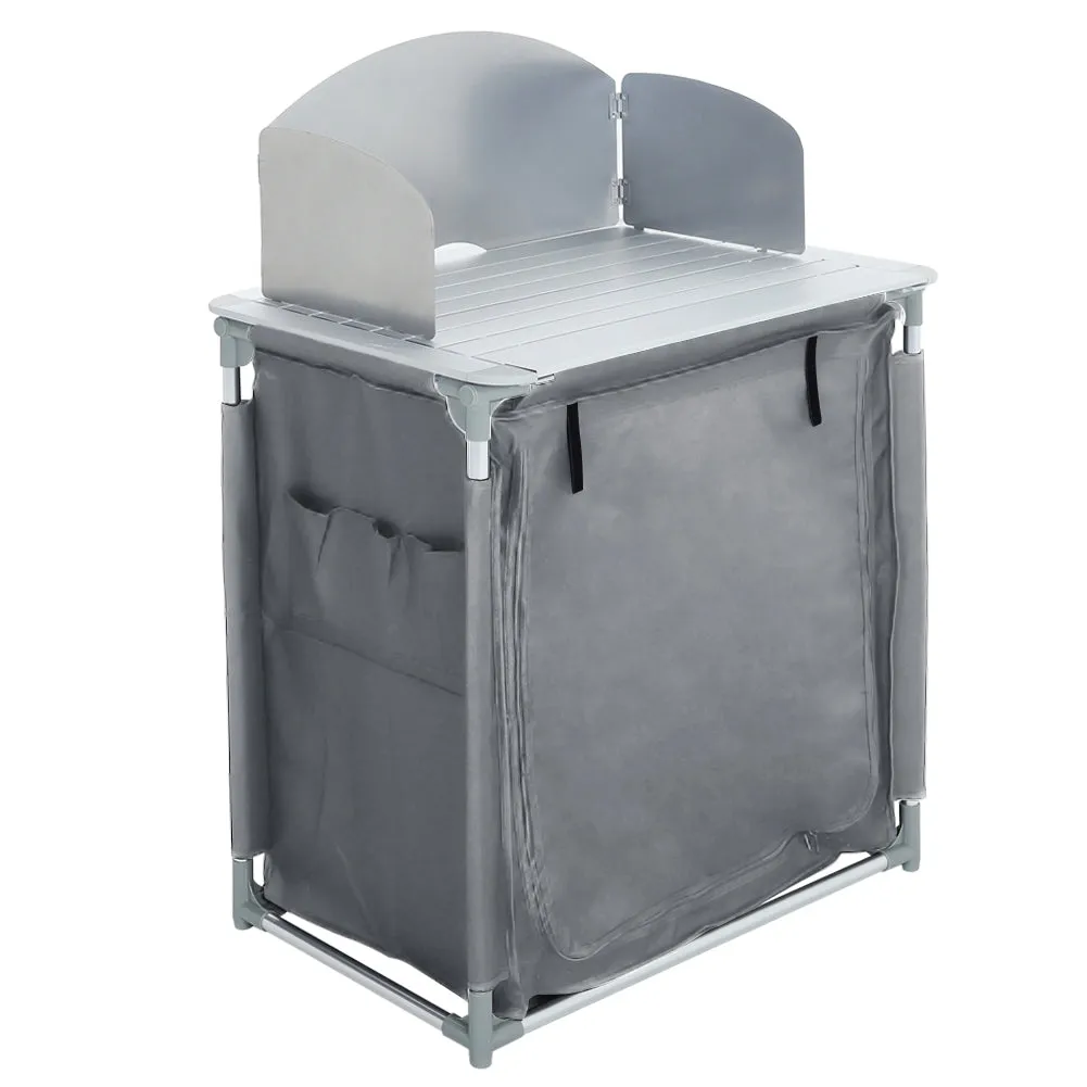 Folding Camping Table Portable Kitchen Storage Cabinet with 2/4 Compartments