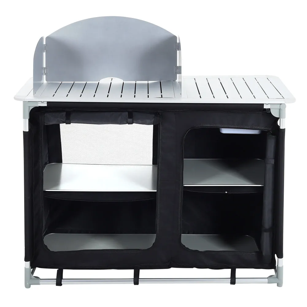 Folding Camping Table Portable Kitchen Storage Cabinet with 2/4 Compartments