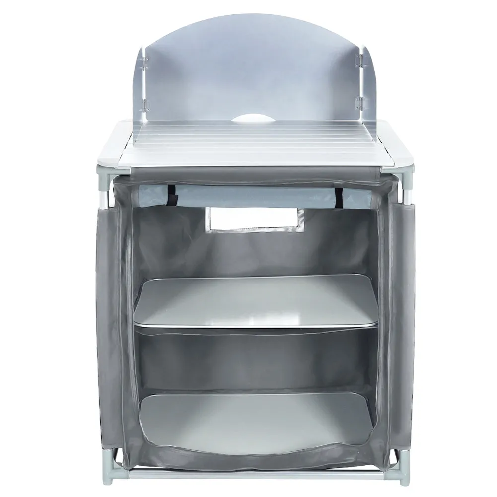 Folding Camping Table Portable Kitchen Storage Cabinet with 2/4 Compartments