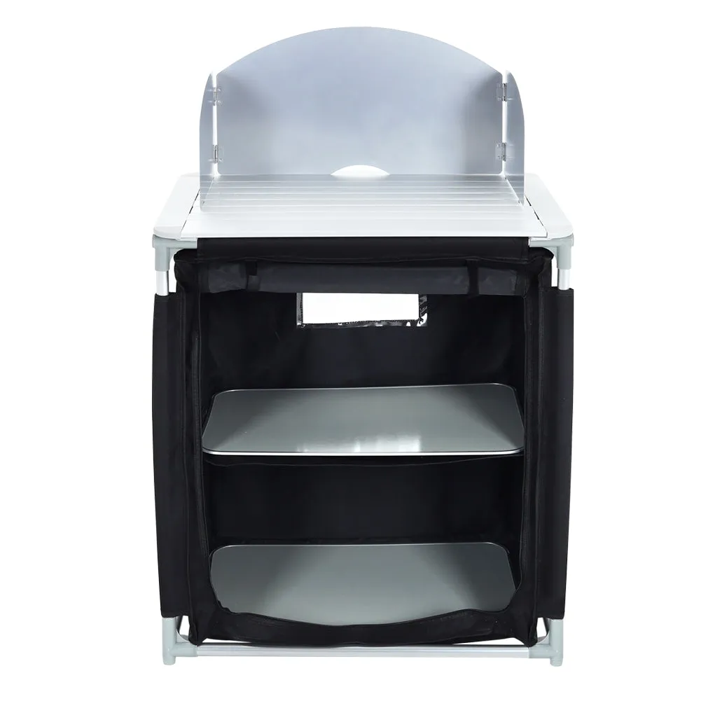 Folding Camping Table Portable Kitchen Storage Cabinet with 2/4 Compartments