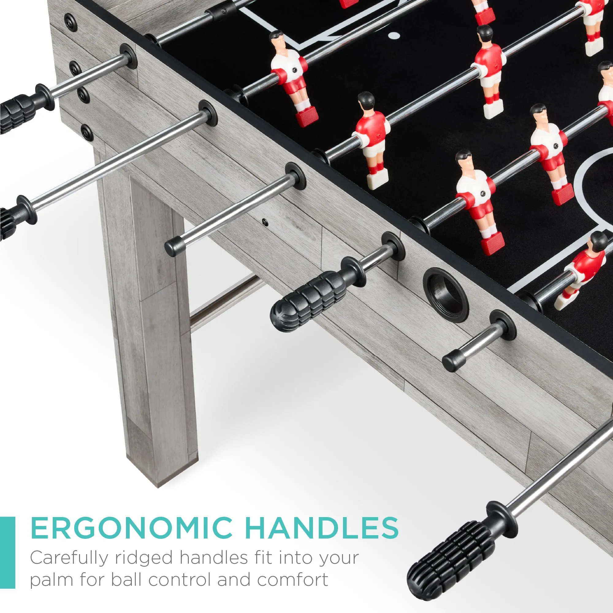 Foosball Game Table, Arcade Table Soccer w/ 2 Cup Holders, 2 Balls - 48in