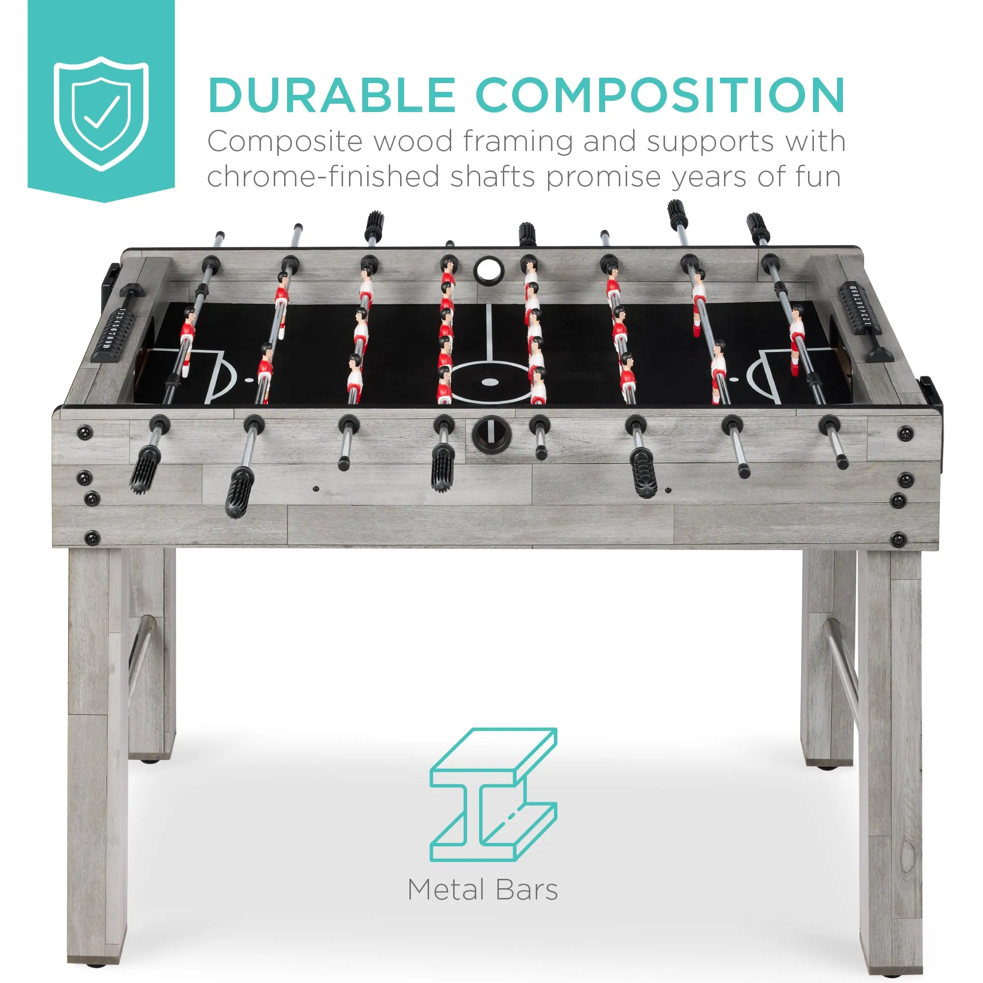 Foosball Game Table, Arcade Table Soccer w/ 2 Cup Holders, 2 Balls - 48in