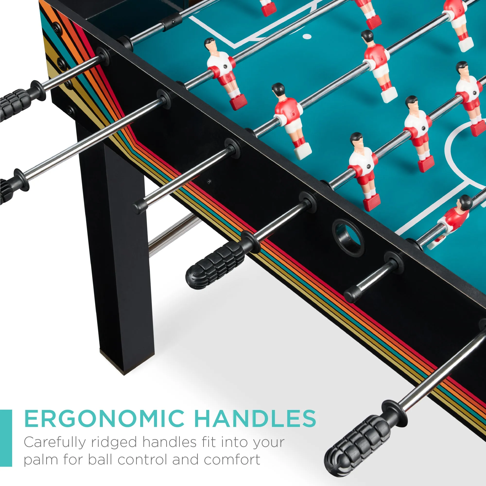 Foosball Game Table, Arcade Table Soccer w/ 2 Cup Holders, 2 Balls - 48in