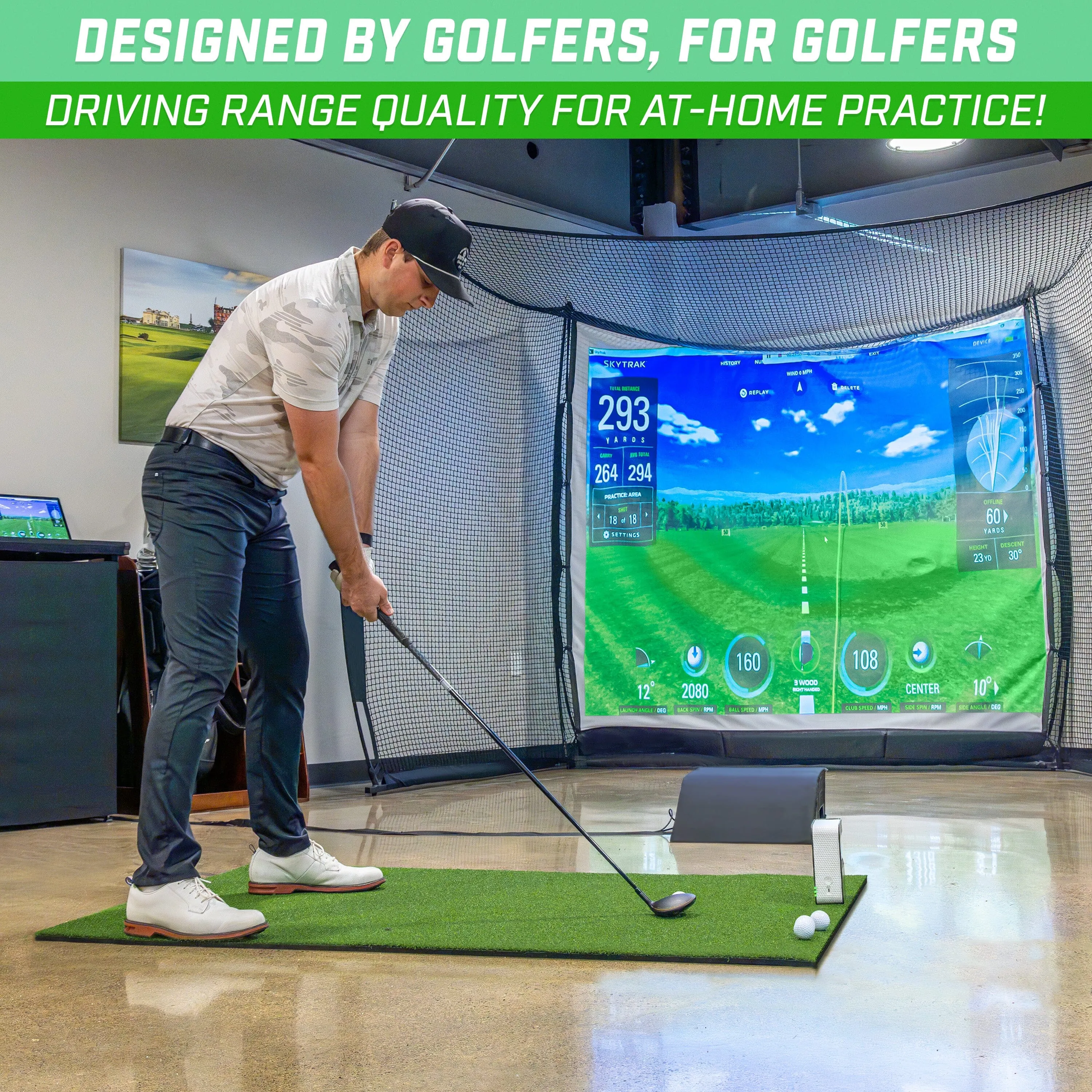 GoSports Golf Hitting Mat - ELITE 5 x 4 ft - 15 mm Artificial Turf Training Mat