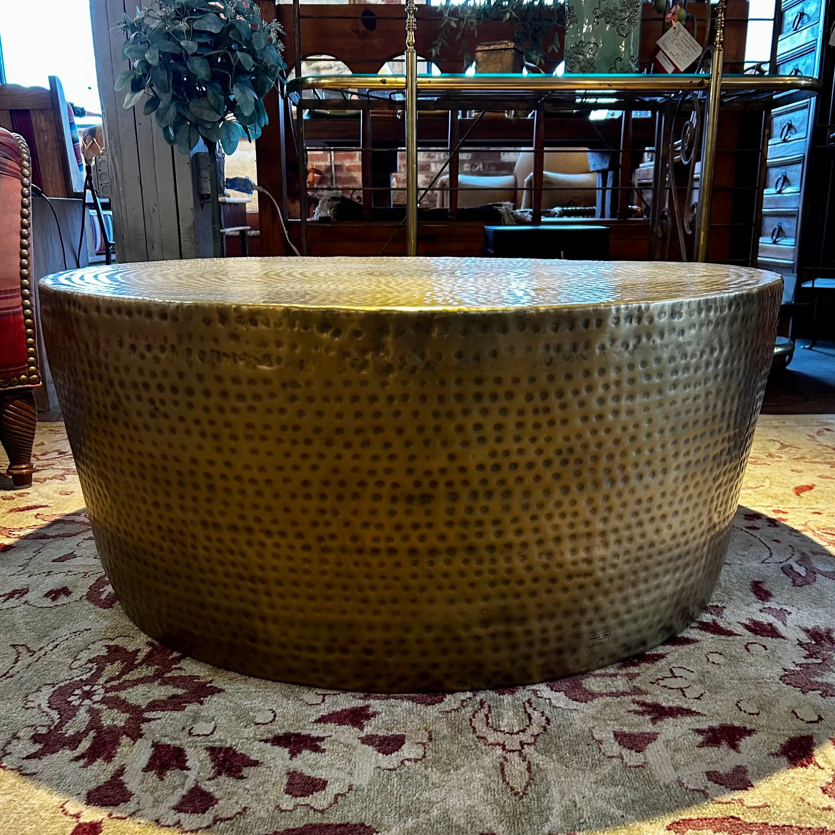 Hammered Brass Coffee Table, Round