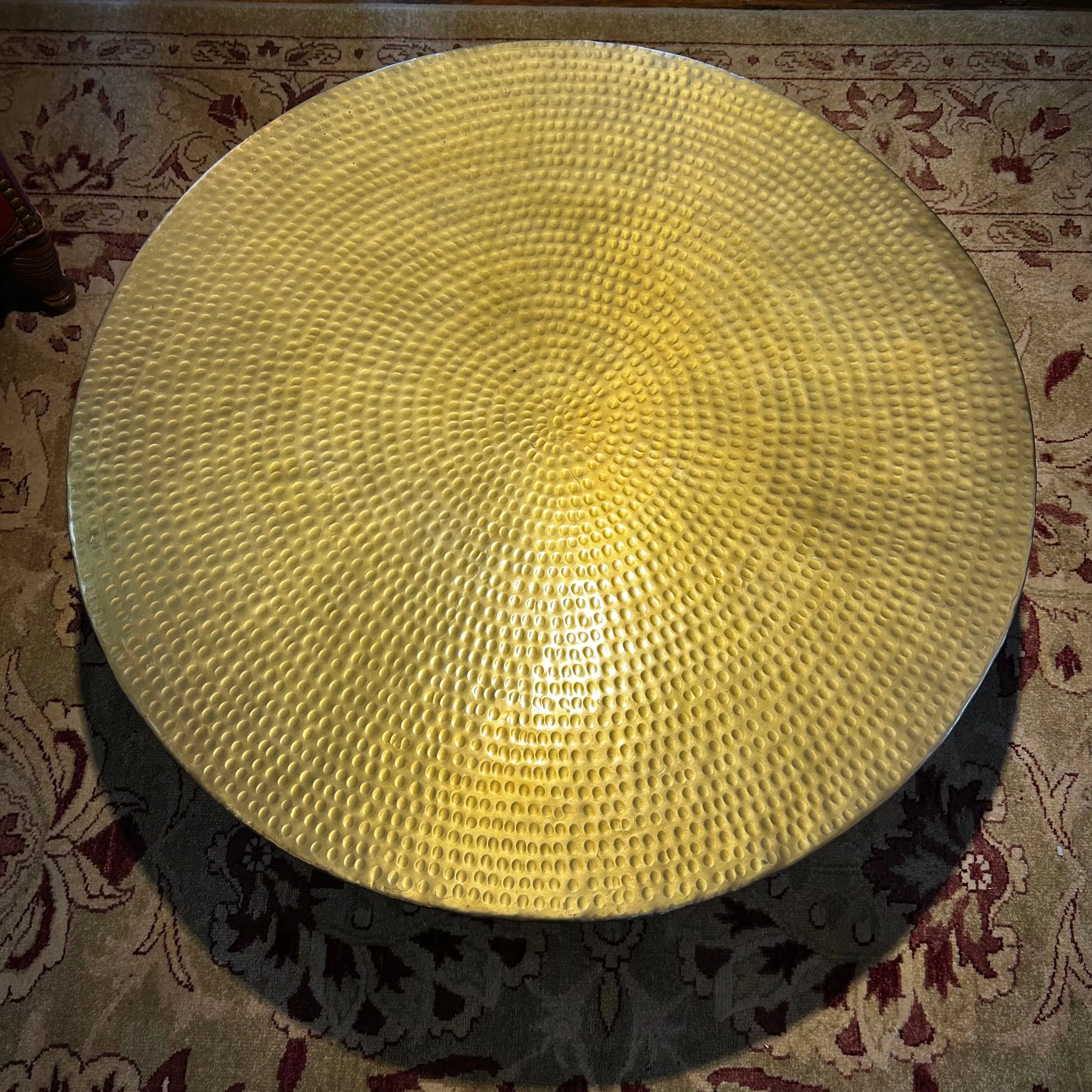 Hammered Brass Coffee Table, Round