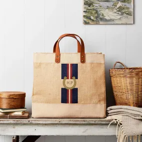 Horseshoe Market Tote - Natural Jute - Navy